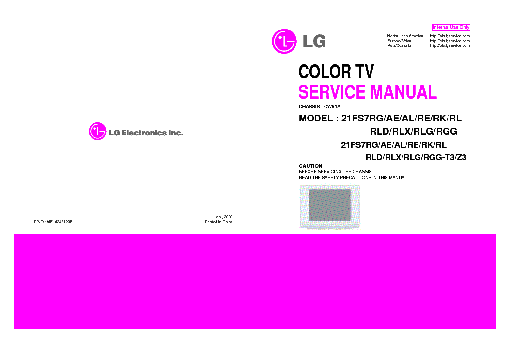 LG 21FS7RG[AE][AL][RE][RK][RL][RLD][RLX][RLG][RGG] CHASSIS CW81A service manual (1st page)